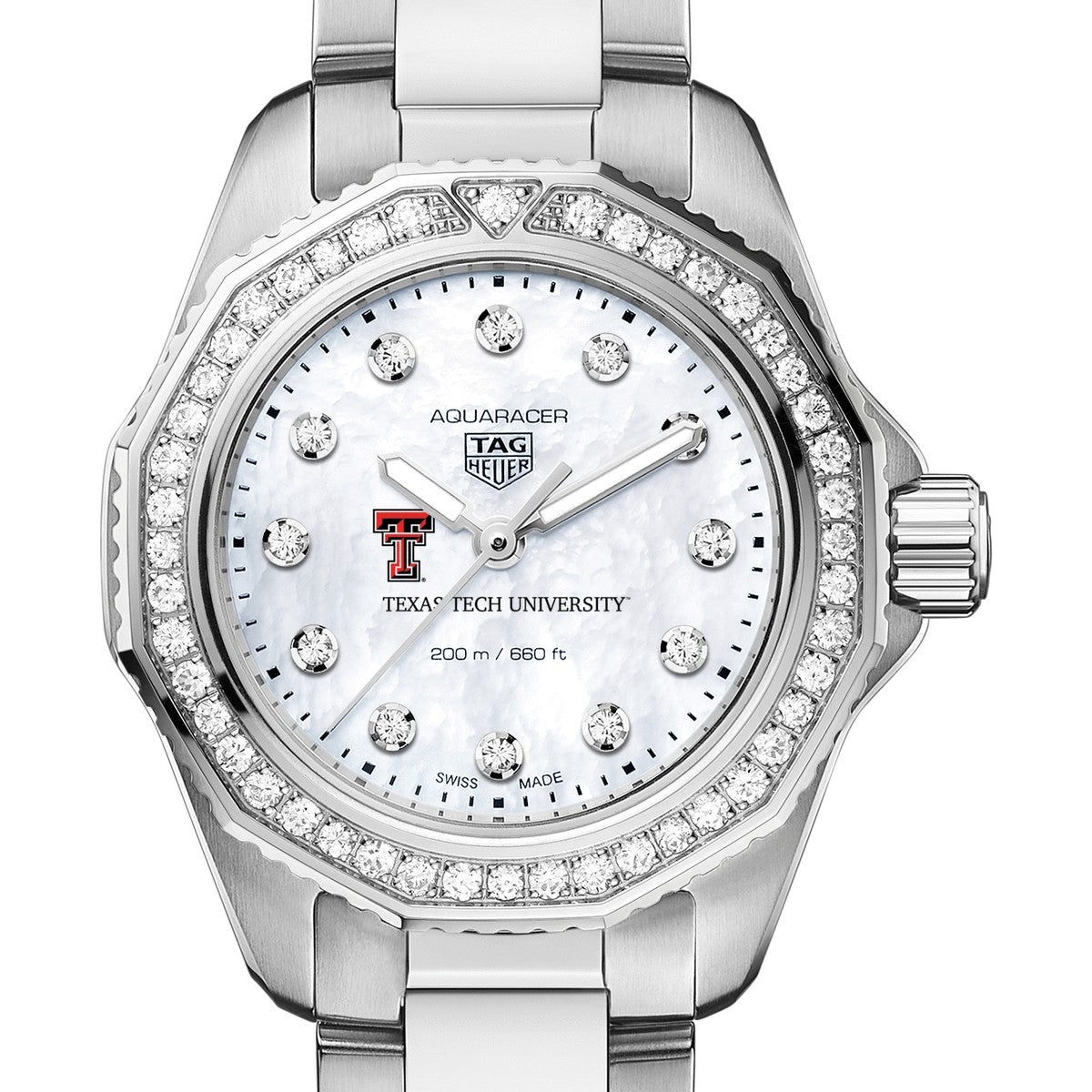 Texas Tech Women s TAG Heuer Steel Aquaracer with Diamond Dial