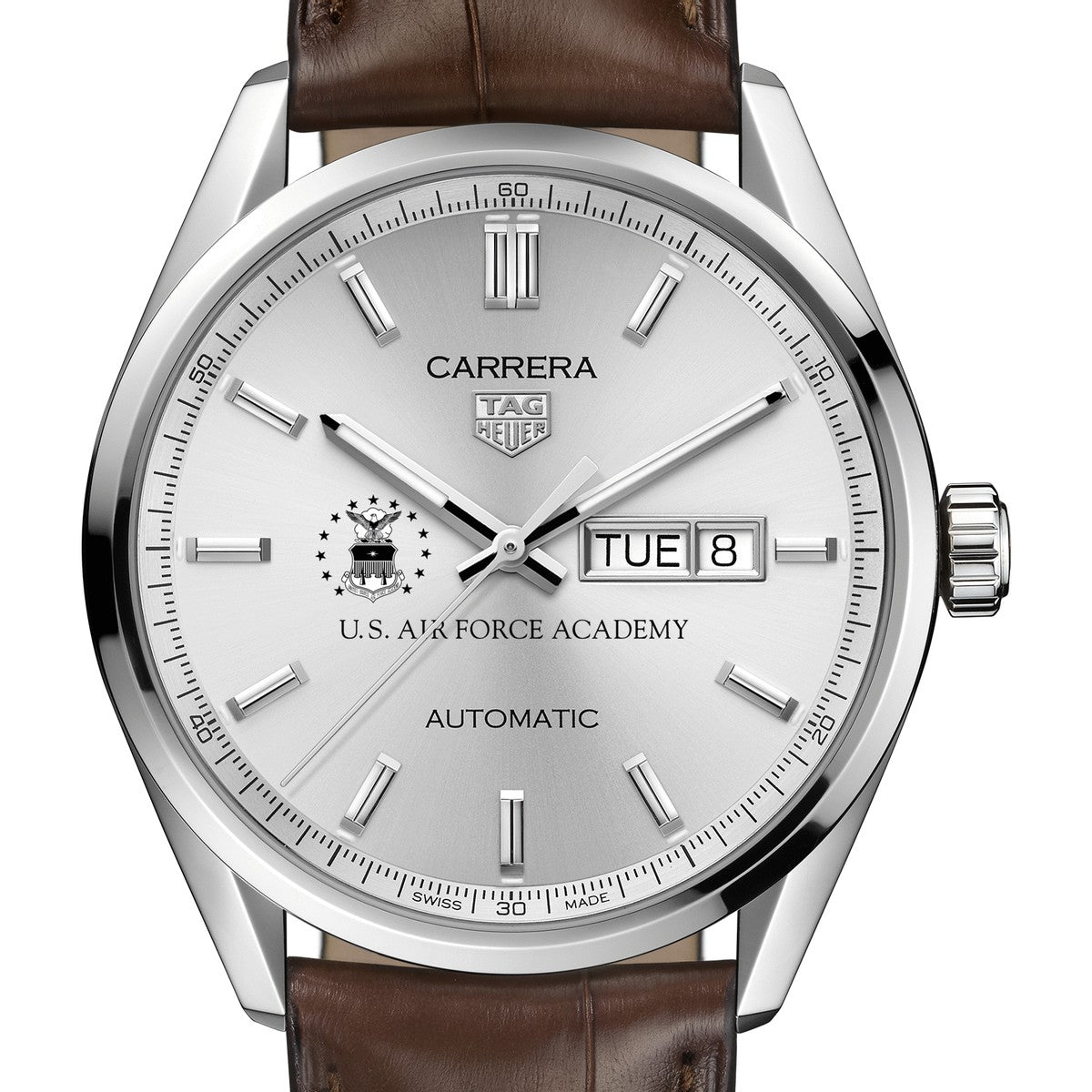 USAFA Men s TAG Heuer Automatic Day Date Carrera with Silver Dial