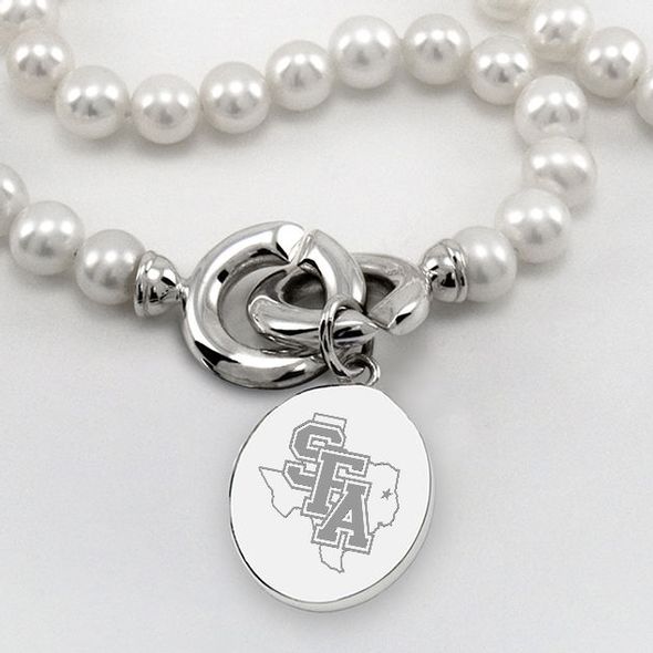 SFASU Pearl Necklace with Sterling Silver Charm