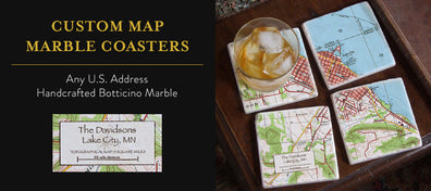 Custom Map Marble Coasters