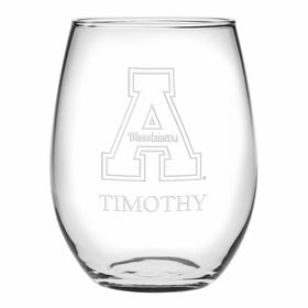 Appalachian State Stemless Wine Glasses Made in the USA Shot #1