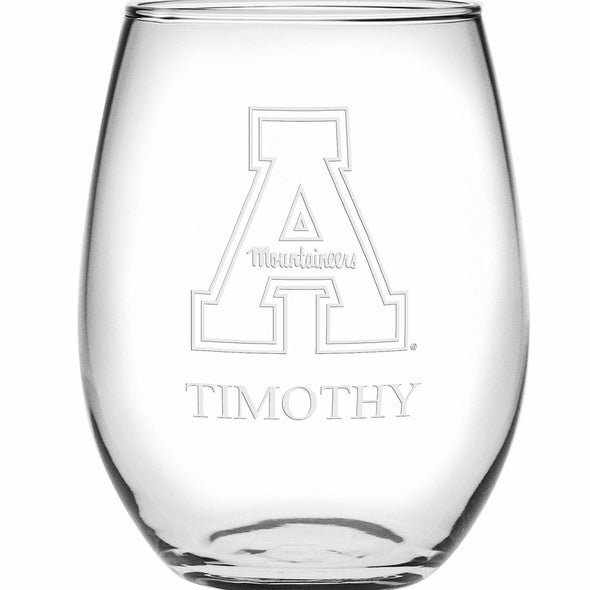 Appalachian State Stemless Wine Glasses Made in the USA Shot #2