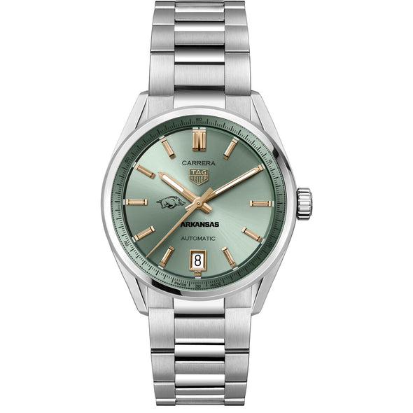 Arkansas Women&#39;s TAG Heuer Steel Carrera with Green Dial Shot #2