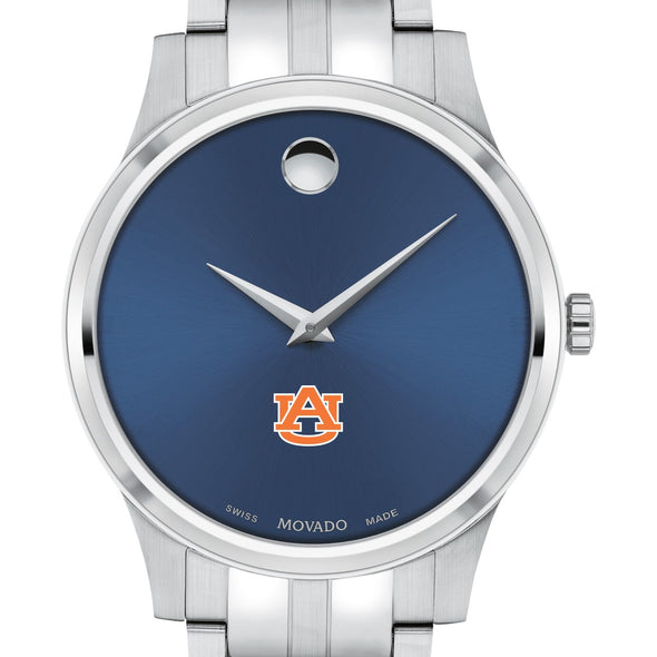 Auburn Men&#39;s Movado Collection Stainless Steel Watch with Blue Dial Shot #1