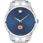 Auburn Men's Movado Collection Stainless Steel Watch with Blue Dial Shot #1