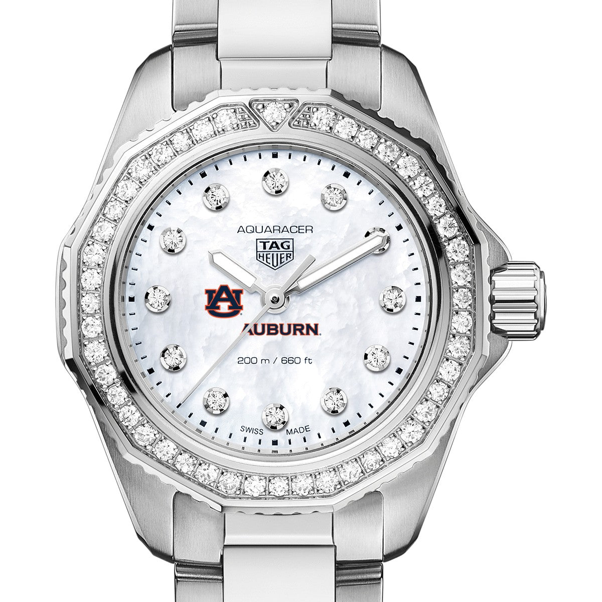 Auburn Women s TAG Heuer Steel Aquaracer with Diamond Dial Bezel