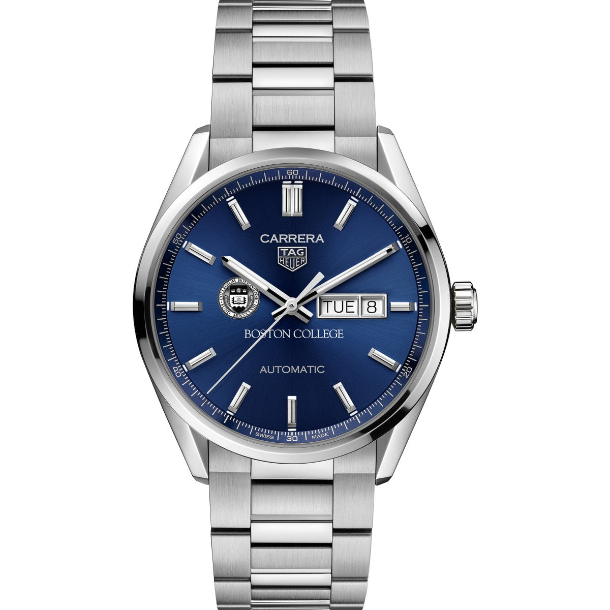 Boston College Men s TAG Heuer Carrera with Blue Dial Day Date