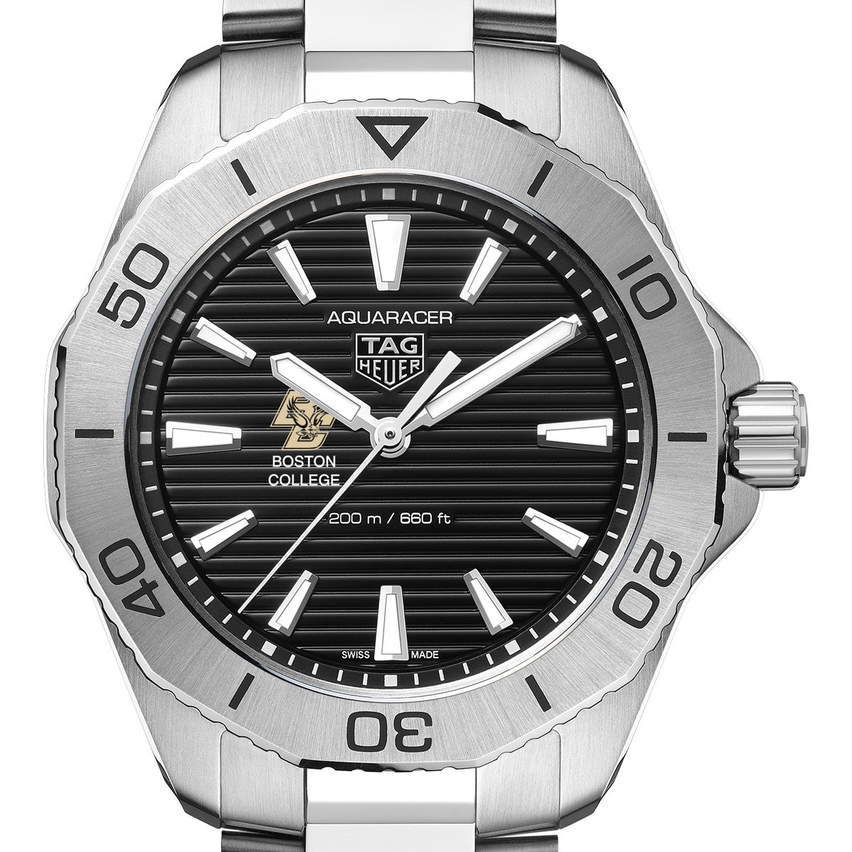 Boston College Men s TAG Heuer Steel Aquaracer with Black Dial M