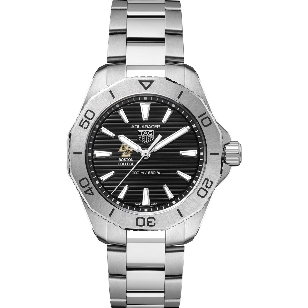 Boston College Men s TAG Heuer Steel Aquaracer with Black Dial M