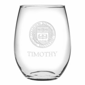 Boston College Stemless Wine Glasses Made in the USA Shot #1