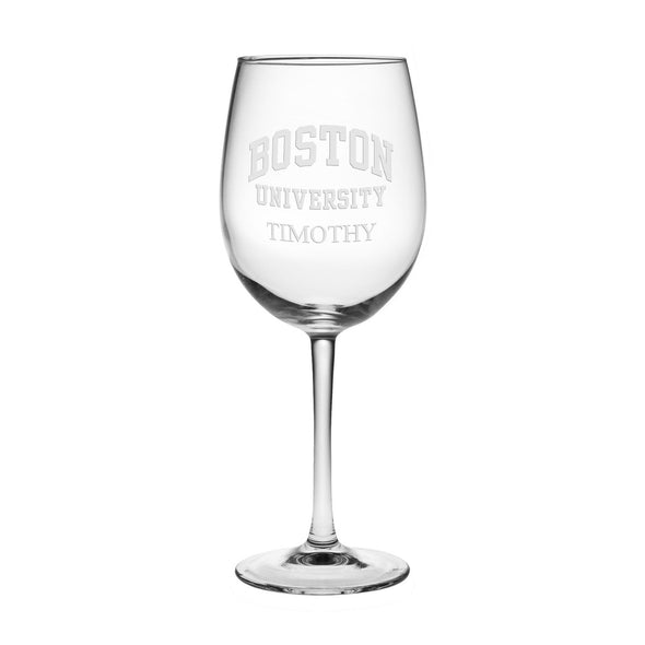 Boston University Red Wine Glasses - Made in the USA Shot #1