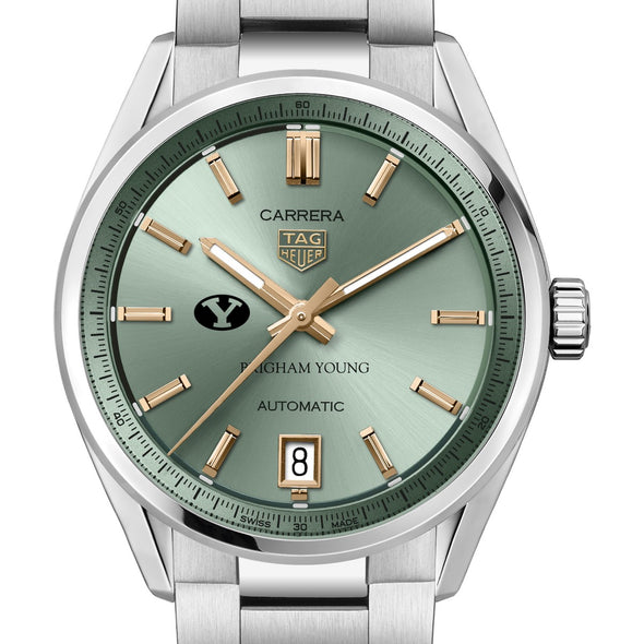 BYU Women&#39;s TAG Heuer Steel Carrera with Green Dial Shot #1