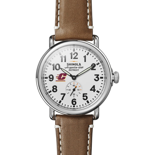 Central Michigan Shinola Watch, The Runwell 41 mm White Dial Shot #2