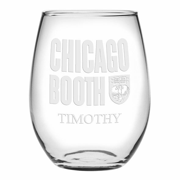 Chicago Booth Stemless Wine Glasses Made in the USA Shot #1