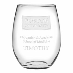 Chobanian &amp; Avedisian School of Medicine Stemless Wine Glasses Made in the USA Shot #1