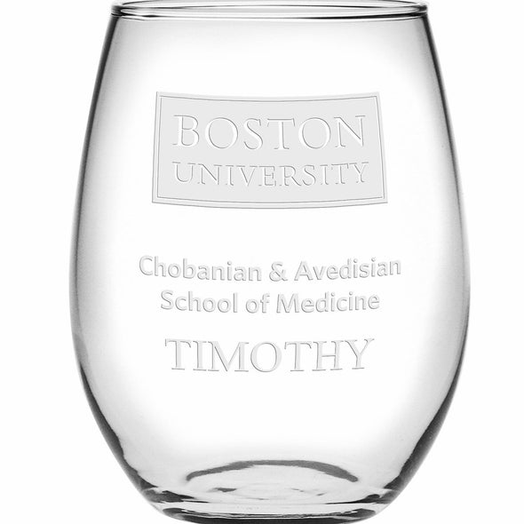 Chobanian &amp; Avedisian School of Medicine Stemless Wine Glasses Made in the USA Shot #2