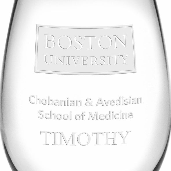 Chobanian &amp; Avedisian School of Medicine Stemless Wine Glasses Made in the USA Shot #3