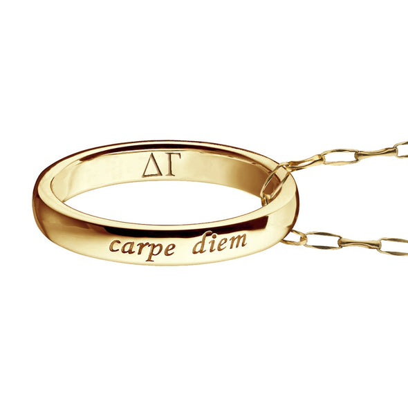 Delta Gamma Monica Rich Kosann &quot;Carpe Diem&quot; Poesy Ring Necklace in Gold Shot #3