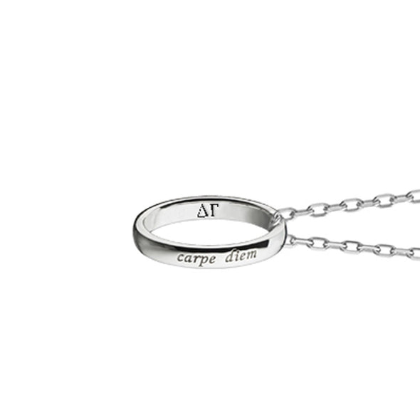 Delta Gamma Monica Rich Kosann &quot;Carpe Diem&quot; Poesy Ring Necklace in Silver Shot #3