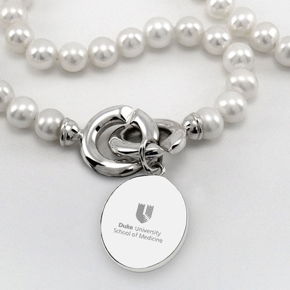 Duke Med Pearl Necklace with Sterling Silver Charm Shot #2