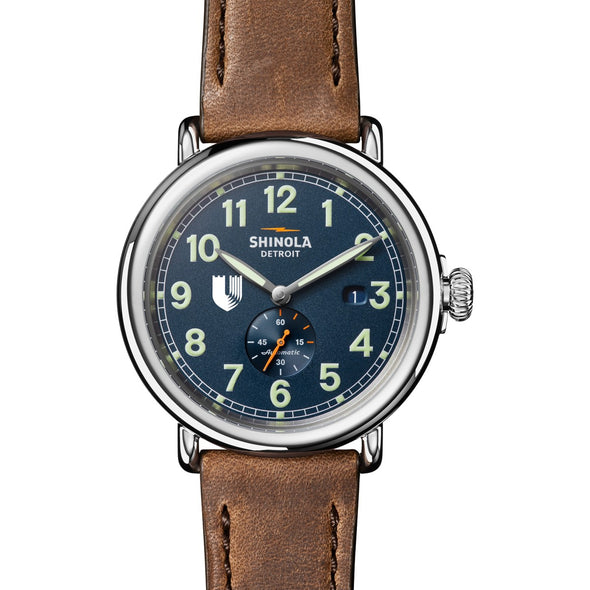 Duke University School of Medicine Shinola Watch, The Runwell Automatic 45 mm Blue Dial and British Tan Strap at M.LaHart &amp; Co. Shot #2