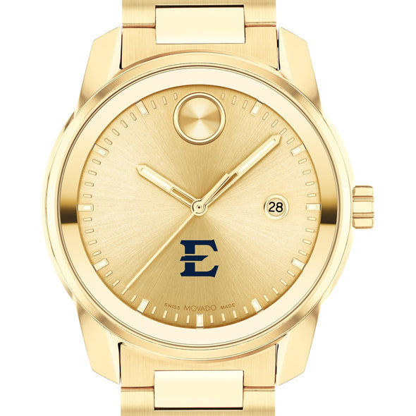 East Tennessee State University Men&#39;s Movado BOLD Gold with Date Window Shot #1