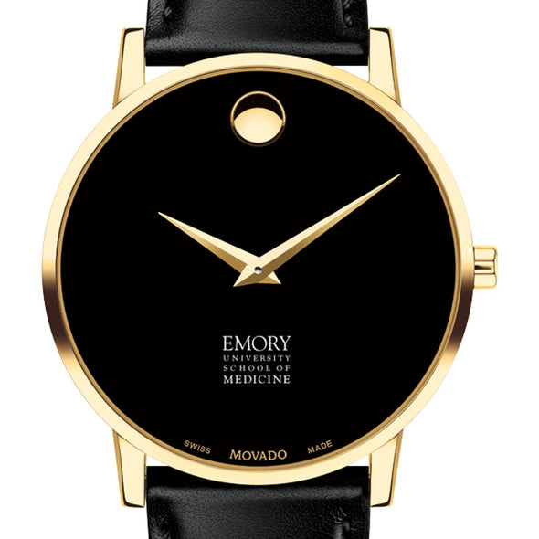 Emory School of Medicine Men&#39;s Movado Gold Museum Classic Leather Shot #1