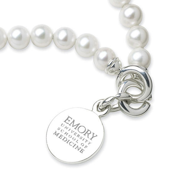 Emory School of Medicine Pearl Bracelet with Sterling Silver Charm Shot #2