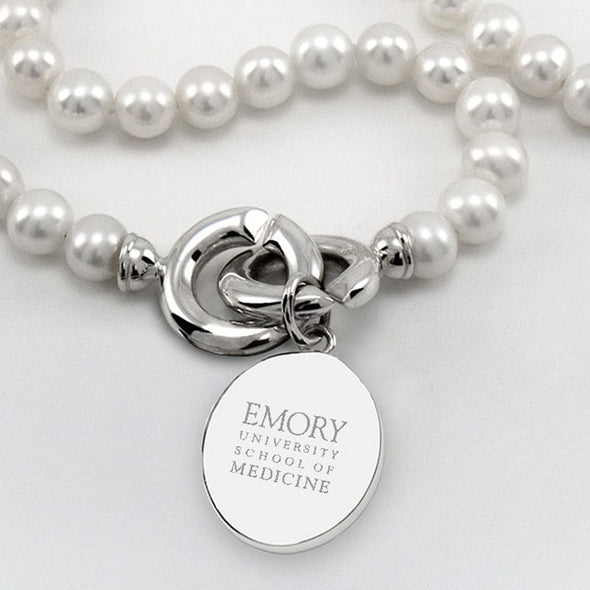 Emory School of Medicine Pearl Necklace with Sterling Silver Charm Shot #2