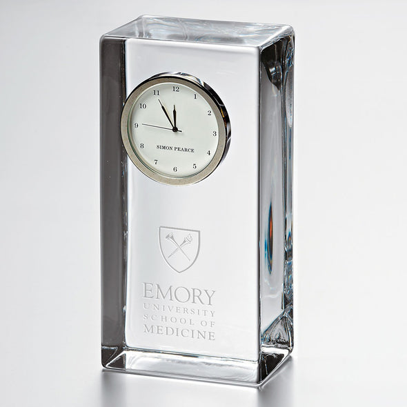 Emory School of Medicine Tall Glass Desk Clock by Simon Pearce Shot #1