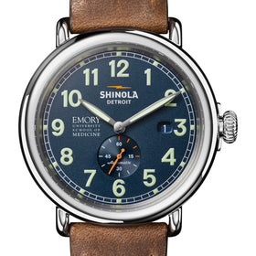 Emory University School of Medicine Shinola Watch, The Runwell Automatic 45 mm Blue Dial and British Tan Strap at M.LaHart &amp; Co. Shot #1