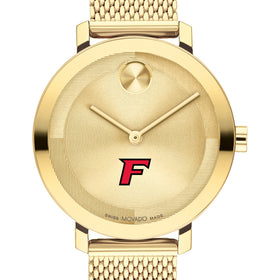 Fairfield University Women&#39;s Movado Bold Gold with Mesh Bracelet Shot #1