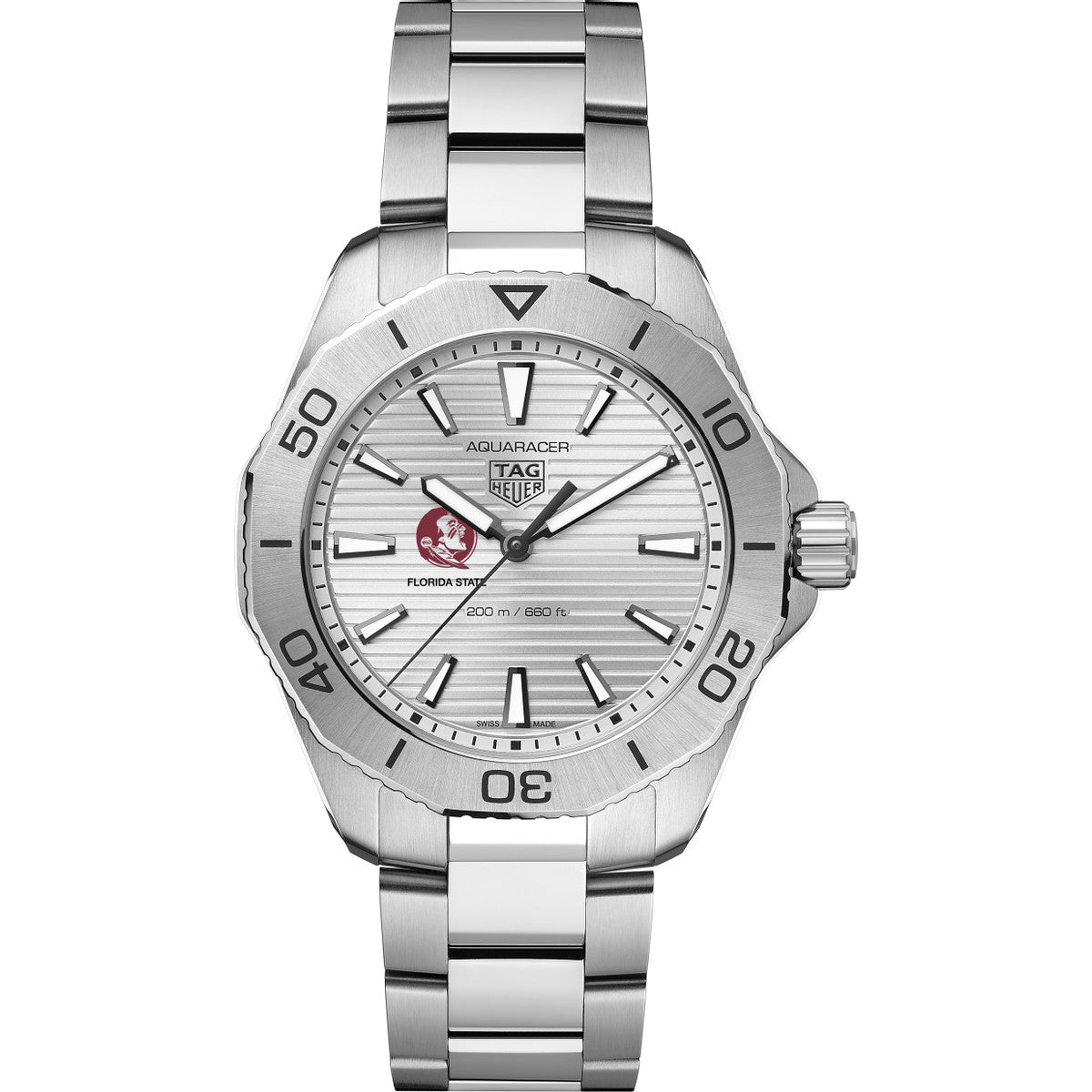 FSU Men s TAG Heuer Steel Aquaracer with Silver Dial M.LaHart Co