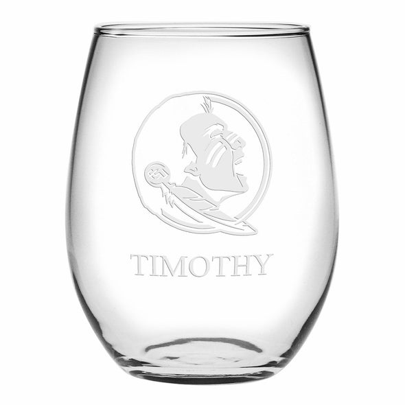 FSU Stemless Wine Glasses Made in the USA Shot #1