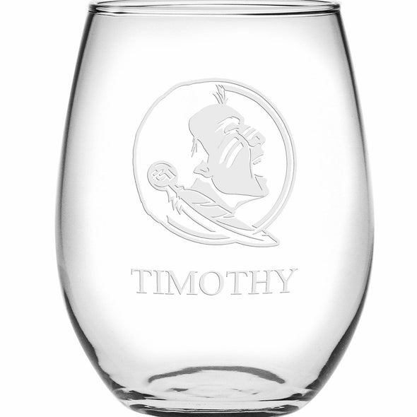 FSU Stemless Wine Glasses Made in the USA Shot #2