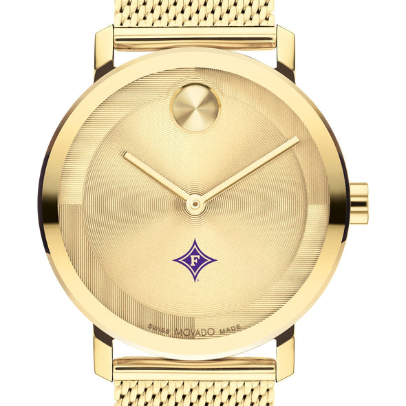 Furman University Men&#39;s Movado BOLD Gold with Mesh Bracelet Shot #1