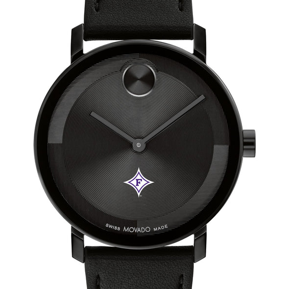 Furman University Men&#39;s Movado BOLD with Black Leather Strap Shot #1