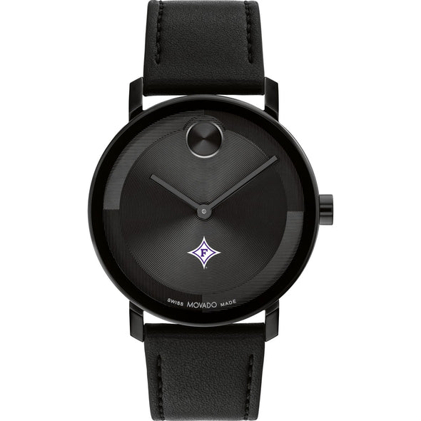 Furman University Men&#39;s Movado BOLD with Black Leather Strap Shot #2