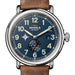 Furman University Shinola Watch, The Runwell Automatic 45 mm Blue Dial and British Tan Strap at M.LaHart & Co.