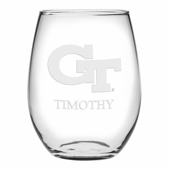 Georgia Tech Stemless Wine Glasses Made in the USA Shot #1