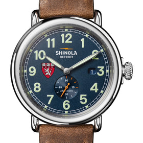 Harvard Medical School Shinola Watch, The Runwell Automatic 45 mm Blue Dial and British Tan Strap at M.LaHart &amp; Co. Shot #1