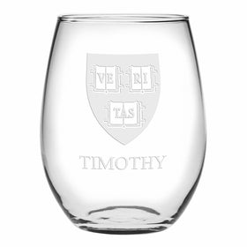 Harvard Stemless Wine Glasses Made in the USA Shot #1