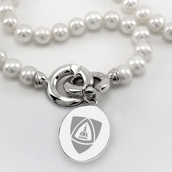 JHU School of Medicine Pearl Necklace with Sterling Silver Charm Shot #2