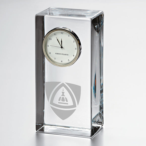 JHU School of Medicine Tall Glass Desk Clock by Simon Pearce Shot #1