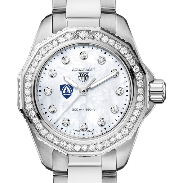 JHU School of Medicine Women&#39;s TAG Heuer Steel Aquaracer with Diamond Dial &amp; Bezel Shot #1