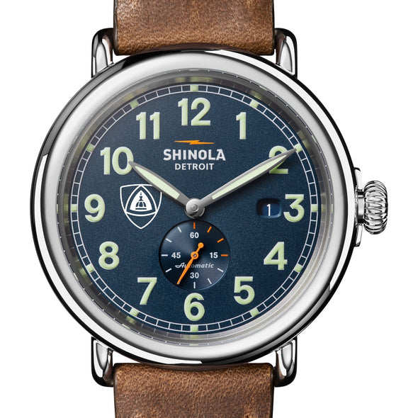 Johns Hopkins School of Medicine Shinola Watch, The Runwell Automatic 45 mm Blue Dial and British Tan Strap at M.LaHart &amp; Co. Shot #1