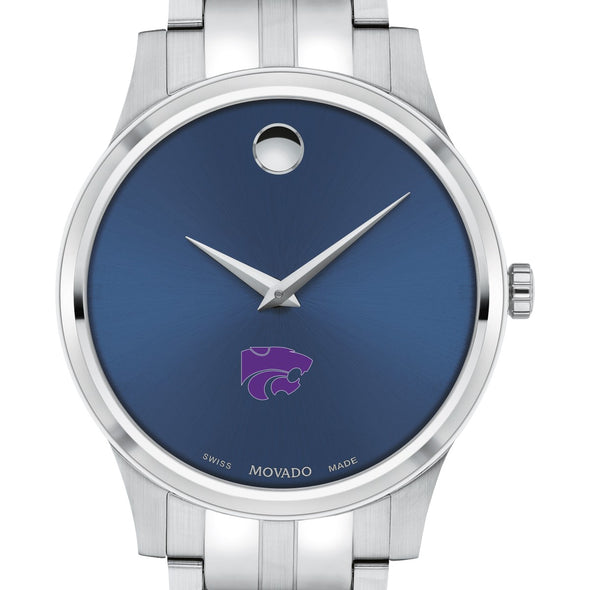 Kansas State Men&#39;s Movado Collection Stainless Steel Watch with Blue Dial Shot #1