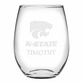 Kansas State Stemless Wine Glasses Made in the USA Shot #1