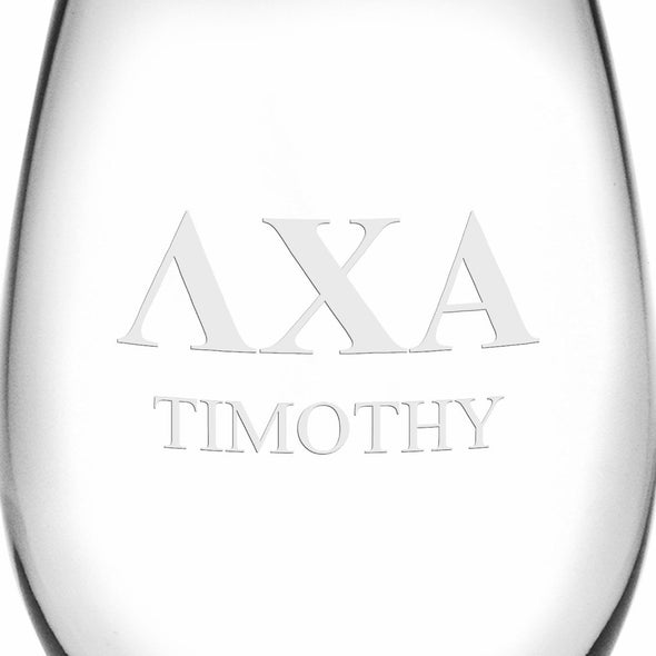 Lambda Chi Alpha Stemless Wine Glasses Made in the USA - Set of 2 Shot #3