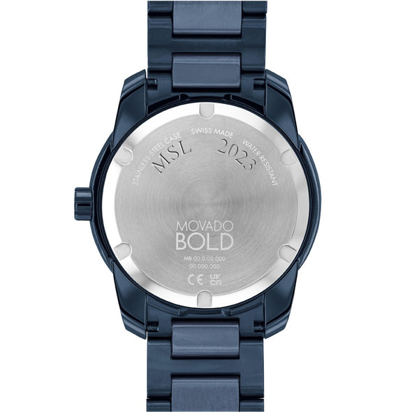 Men's Movado BOLD Blue Ion with Date Window Back with Personalization